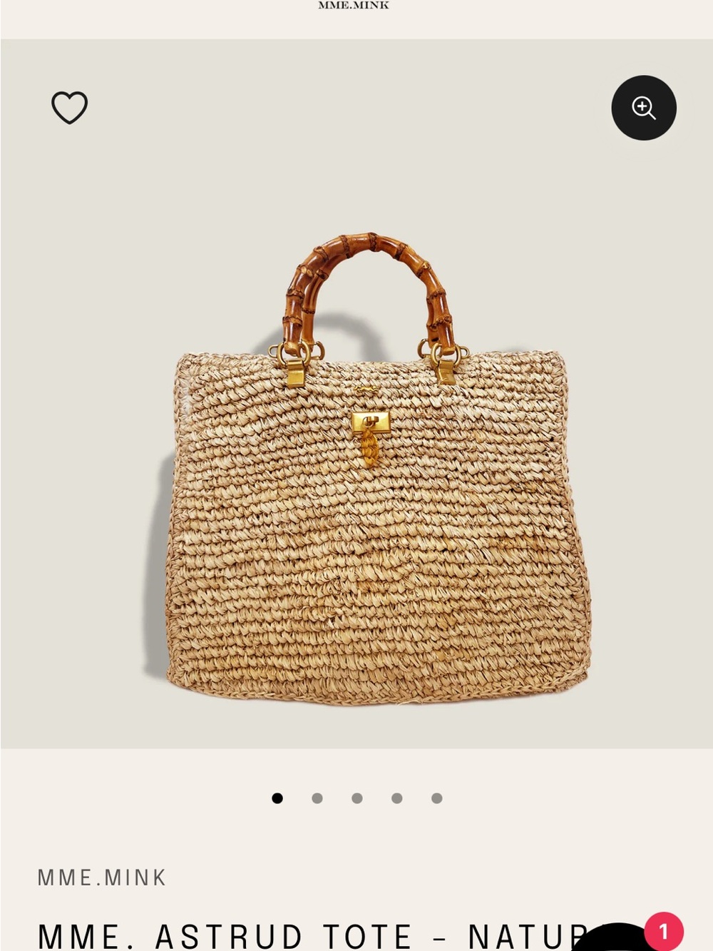 MME Astrud Tote - Natural Straw Tote with Bamboo-Accent Handles - Picture 2 of 13